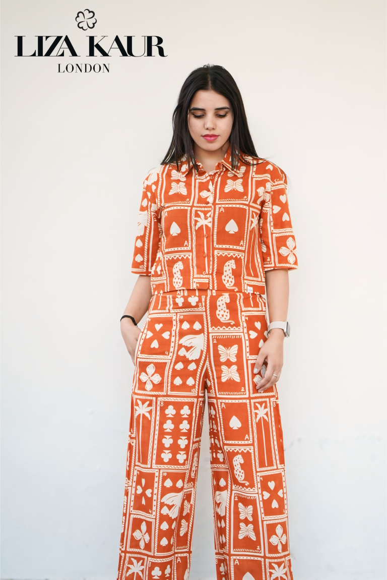 Orange Crop Top Co-ord Set