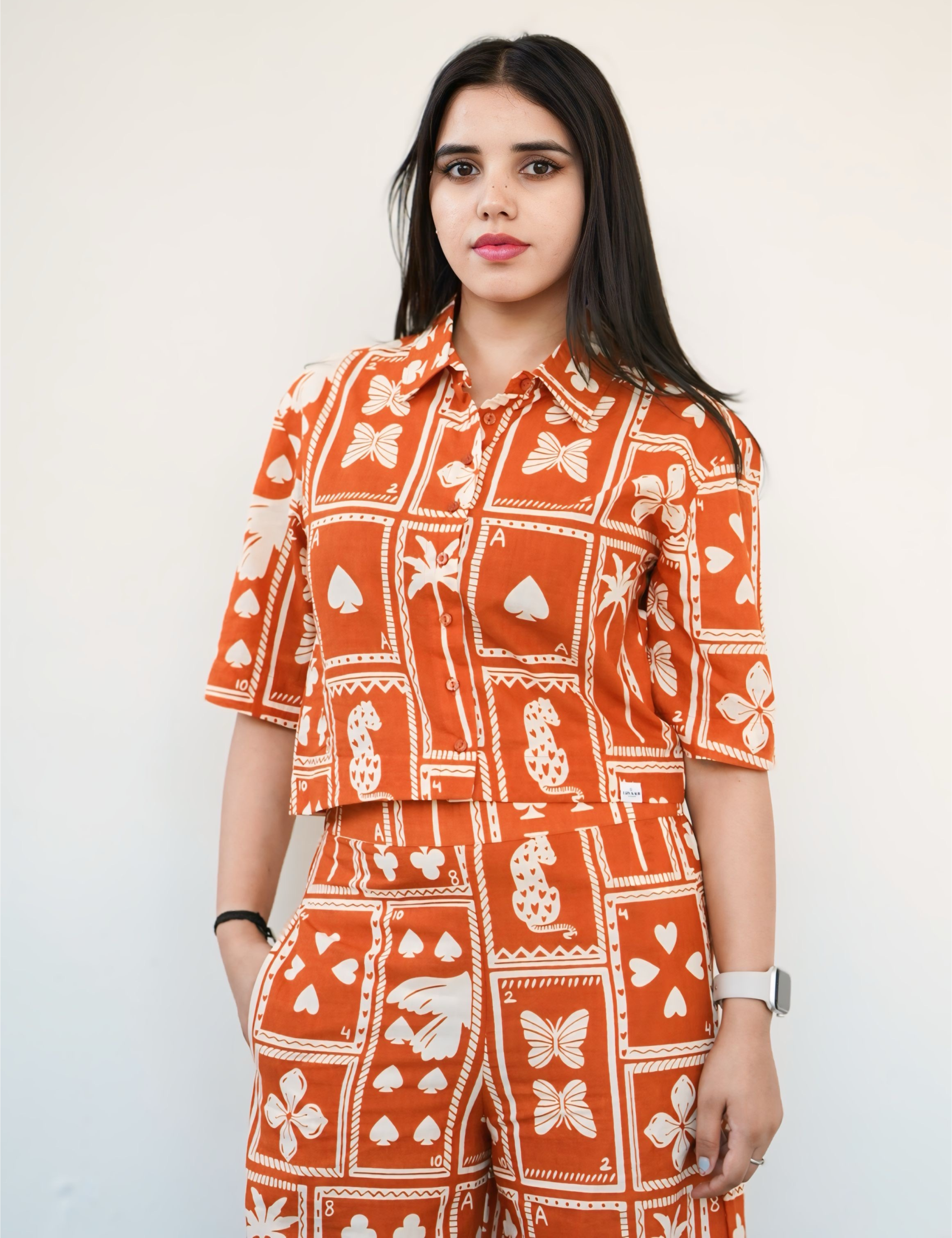 Orange Crop Top Co-ord Set – Liza Kaur-London Orange Crop Top Co-ord Set – Liza Kaur-London