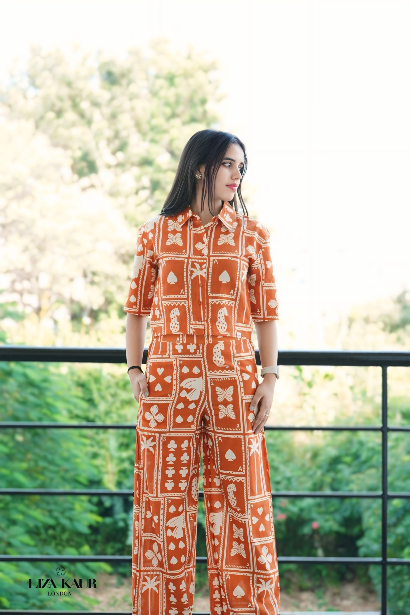 Orange Crop Top Co-ord Set – Liza Kaur-London