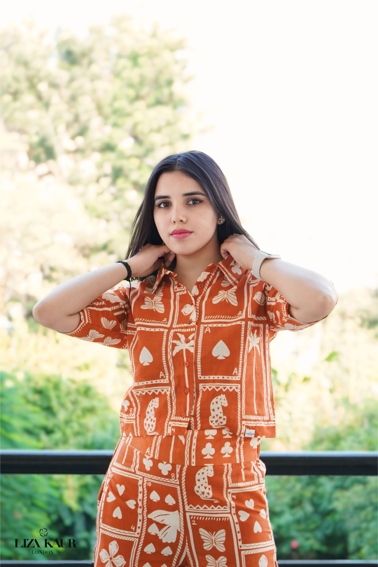 Orange Crop Top Co-ord Set